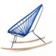 Fauteuil à bascule ACAPULCO avec ski bois, Structure noire, Bleu nuit