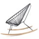 Fauteuil à bascule ACAPULCO avec ski bois, Structure noire, Gris