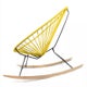 Fauteuil à bascule ACAPULCO avec ski bois, Structure noire, Moutarde