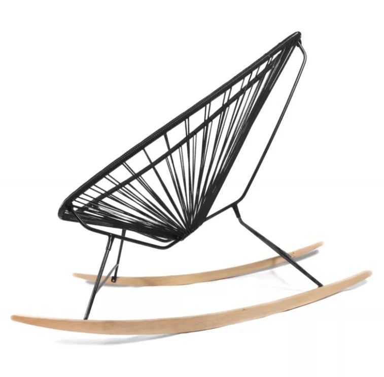 Fauteuil à bascule ACAPULCO de Boqa avec ski bois, Structure noire, Noir Fauteuil à bascule ACAPULCO de Boqa avec ski bois, Structure noire, Noir