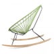 Fauteuil à bascule ACAPULCO avec ski bois, Structure noire, Vert olive