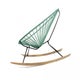 Fauteuil à bascule ACAPULCO avec ski bois, Structure noire, Vert sauge