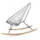 Fauteuil à bascule ACAPULCO avec ski bois, Structure noire, Gris silex