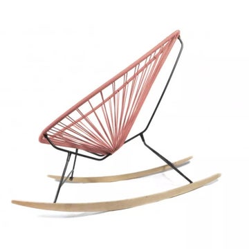 Fauteuil à bascule ACAPULCO de Boqa avec ski bois, Structure noire, Terracotta