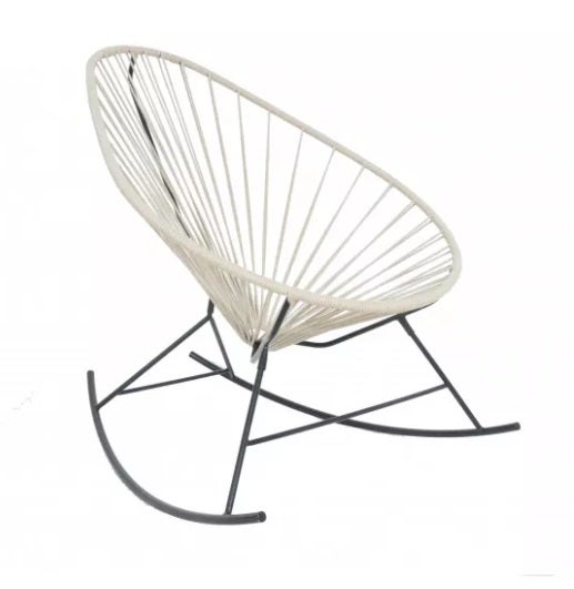 Fauteuil à bascule ACAPULCO de Boqa avec structure noire, Lin Fauteuil à bascule ACAPULCO de Boqa avec structure noire, Lin