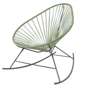 Fauteuil à bascule ACAPULCO de Boqa avec structure noire, Vert olive