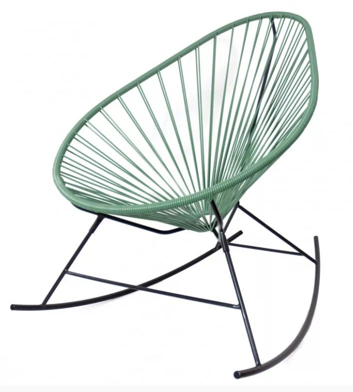Fauteuil à bascule ACAPULCO de Boqa avec structure noire, Vert sauge Fauteuil à bascule ACAPULCO de Boqa avec structure noire, Vert sauge