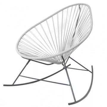 Fauteuil à bascule ACAPULCO de Boqa avec structure noire, Gris silex