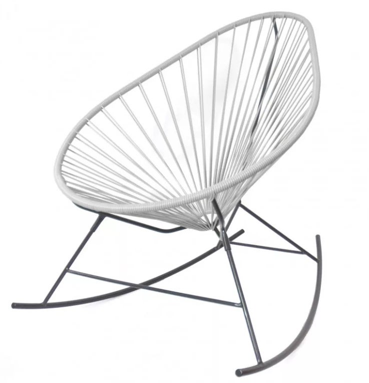 Fauteuil à bascule ACAPULCO de Boqa avec structure noire, Gris silex