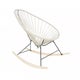 Fauteuil à bascule ACAPULCO avec ski bois, Structure noire, Lin