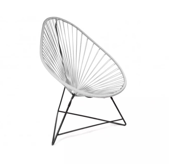 Fauteuil ACAPULCO de Boqa avec structure noire, Gris silex Fauteuil ACAPULCO de Boqa avec structure noire, Gris silex