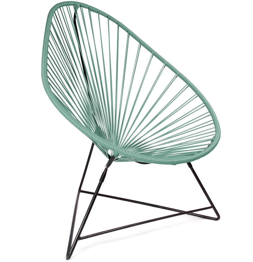 Fauteuil ACAPULCO de Boqa avec structure noire, Vert sauge