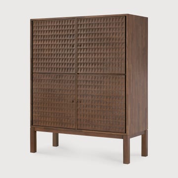 Armoire Sono - teck vernis - marron clair - 4 portes