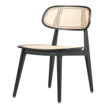 Chaise TITUS de Vincent Sheppard, Assise cannage naturel sur structure en chêne teinté noir