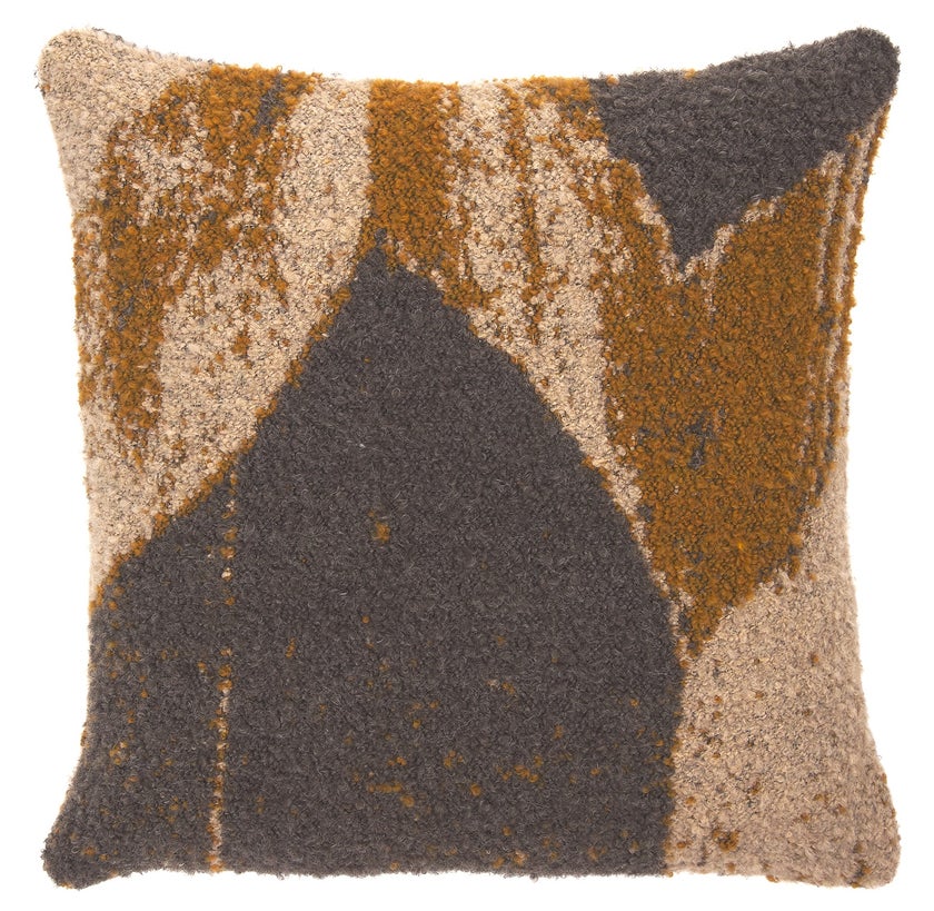 Coussin AVANA CHEVRON d'Ethnicraft, 50 x 50 cm, Taupe et moutarde Coussin AVANA CHEVRON d'Ethnicraft, 50 x 50 cm, Taupe et moutarde