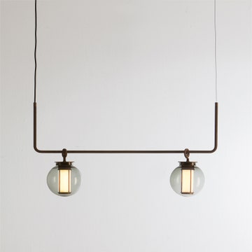 Suspension BAI CHANDELIER II BRONZE - DIFFUSEUR EN VERRE TRANSPARENT de Parachilna