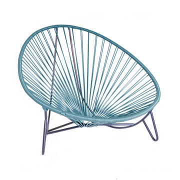 Bain de soleil TULUM de Boqa avec structure noire, Bleu océan