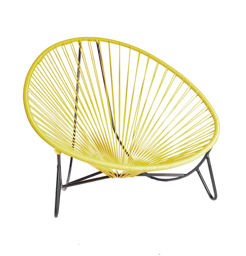 Bain de soleil TULUM de Boqa avec structure noire, Jaune moutarde