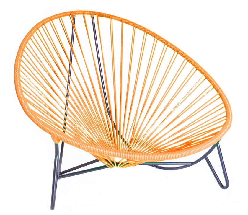 Bain de soleil TULUM de Boqa avec structure noire, Orange Bain de soleil TULUM de Boqa avec structure noire, Orange
