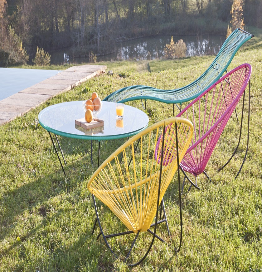 Bain de soleil TULUM de Boqa avec structure noire, Vert turquoise
