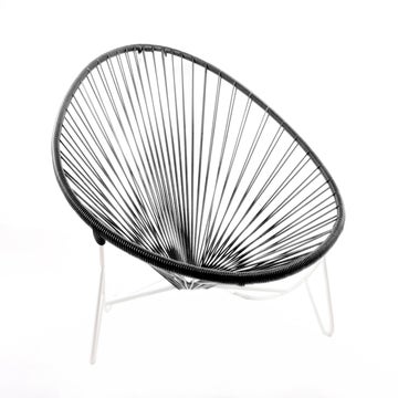 Bain de soleil TULUM de Boqa avec structure blanche, Noir d'aniline