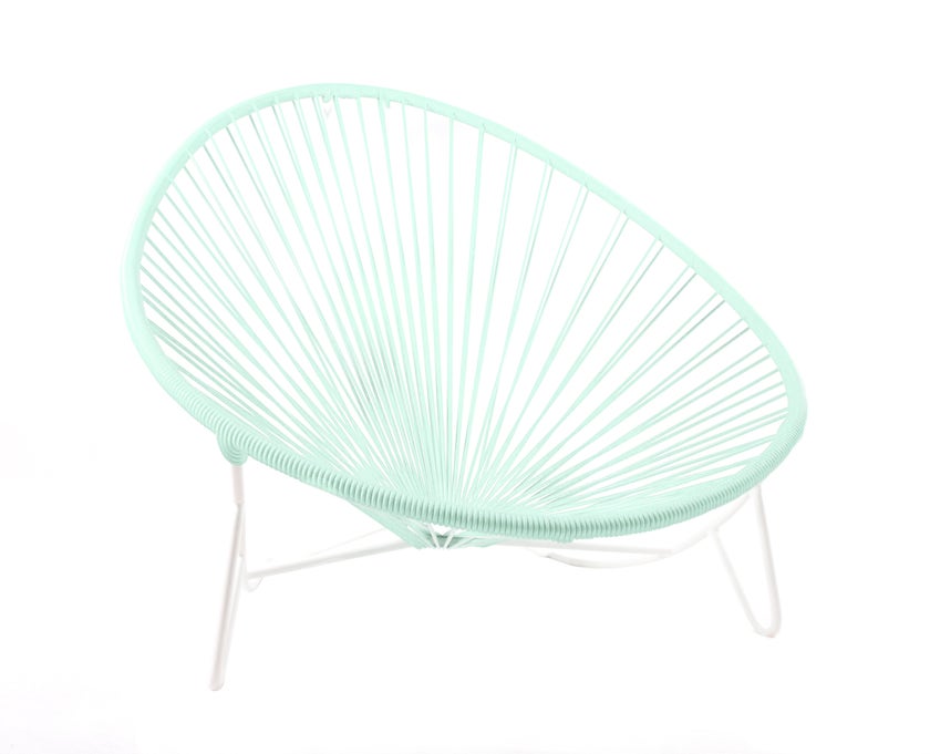 Bain de soleil TULUM de Boqa avec structure blanche, Vert d'eau Bain de soleil TULUM de Boqa avec structure blanche, Vert d'eau
