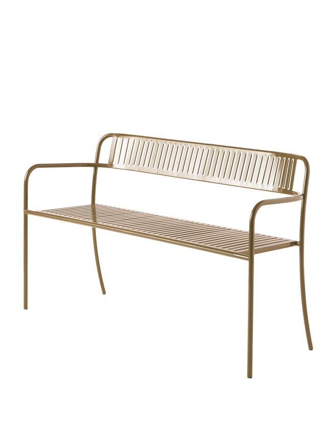 Banc avec dossier lames PATIO, Brun vert Banc avec dossier lames PATIO, Brun vert
