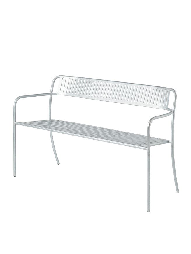 Banc avec dossier lames PATIO, Brut verni Banc avec dossier lames PATIO, Brut verni