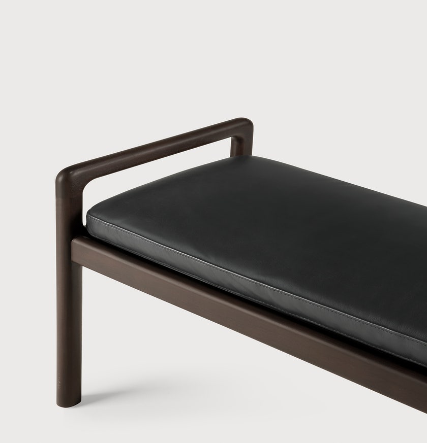 Banc Jack - acajou vernis - brun foncé - cuir Black