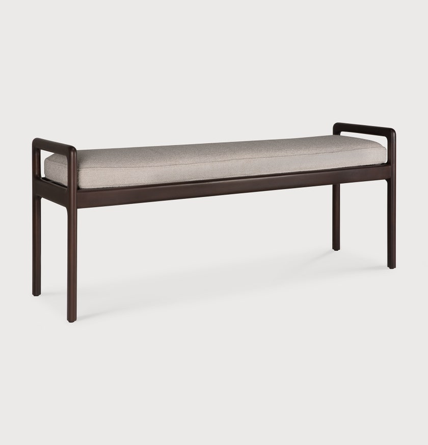 Banc Jack - acajou vernis - brun foncé - tissu Ivory