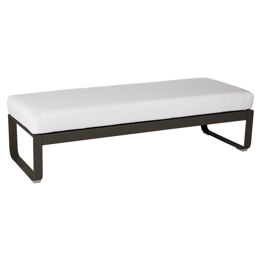 Banquette BELLEVIE 2 places de Fermob, Coussin Blanc grisé, Tonka Banquette BELLEVIE 2 places de Fermob, Coussin Blanc grisé, Tonka