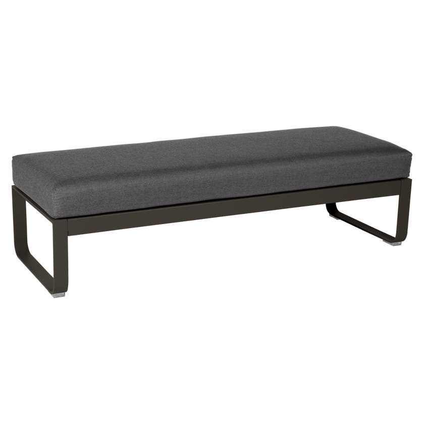 Banquette BELLEVIE 2 places de Fermob, Coussin Gris graphite, Tonka Banquette BELLEVIE 2 places de Fermob, Coussin Gris graphite, Tonka