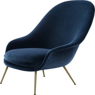 Fauteuil Lounge haut BAT de Gubi, Laiton vieilli
