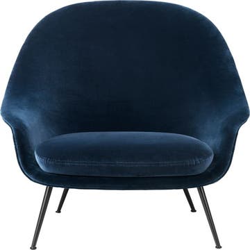 Fauteuil Lounge BAT High Back de Gubi, Base Conic Black Mat, Tissu Velluto G075/420 Cat.B