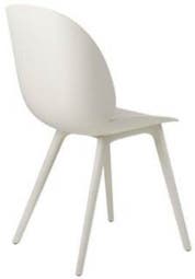 Chaise BEETLE unupholstered Plastic base de Gubi, Pieds blanc, Assise blanc albâtre Chaise BEETLE unupholstered Plastic base de Gubi, Pieds blanc, Assise blanc albâtre