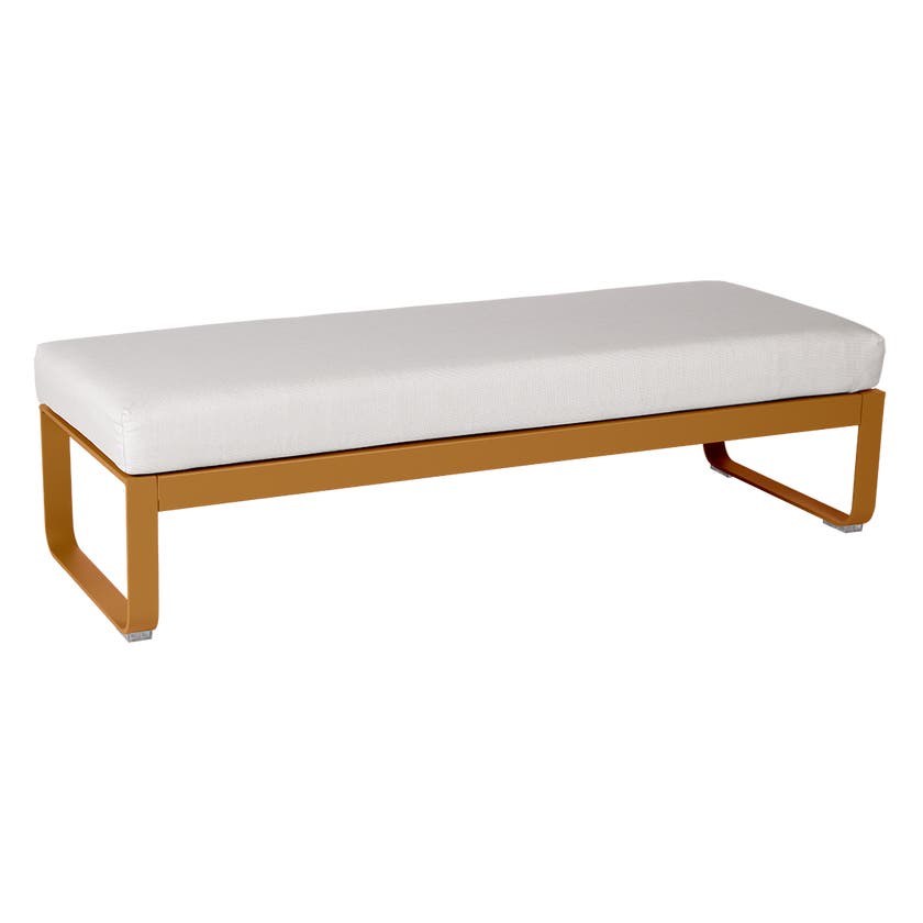 Banquette BELLEVIE 2 places de Fermob, Coussin Blanc grisé, Pain d'épices Banquette BELLEVIE 2 places de Fermob, Coussin Blanc grisé, Pain d'épices