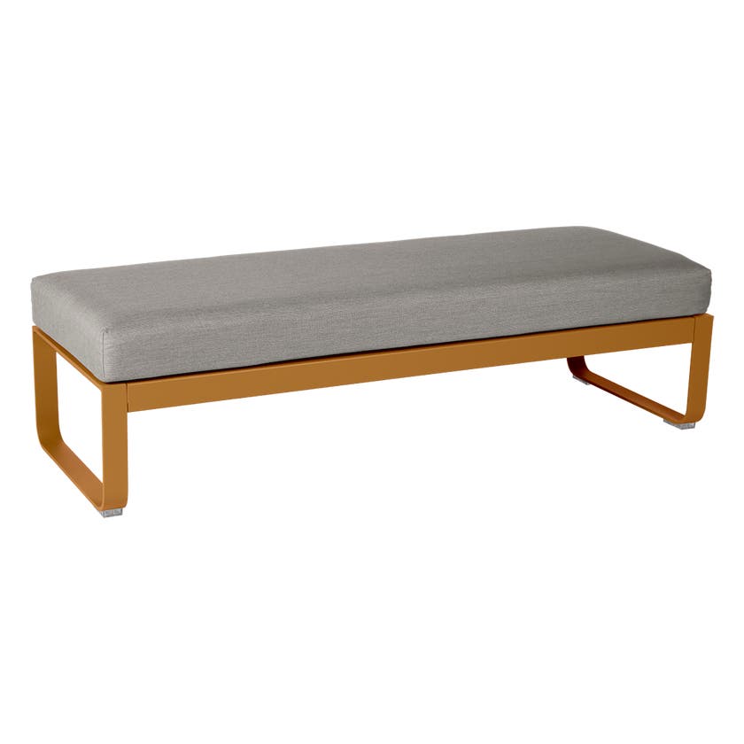 Banquette BELLEVIE 2 places de Fermob, Coussin Taupe grisé, Pain d'épices Banquette BELLEVIE 2 places de Fermob, Coussin Taupe grisé, Pain d'épices