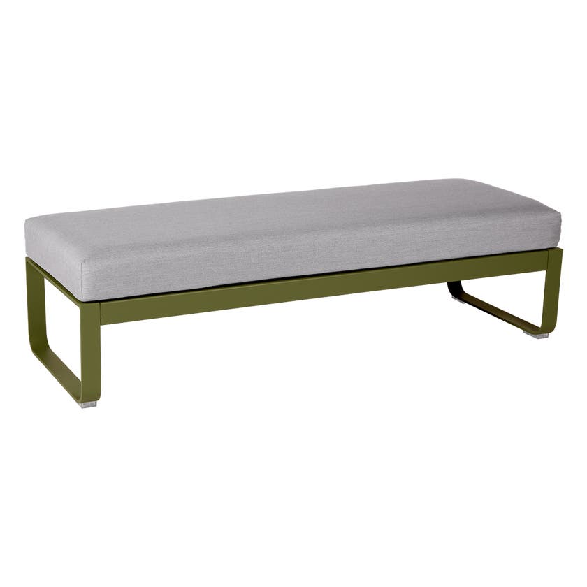 Banquette BELLEVIE 2 places de Fermob, Coussin Gris flanelle, Pesto Banquette BELLEVIE 2 places de Fermob, Coussin Gris flanelle, Pesto