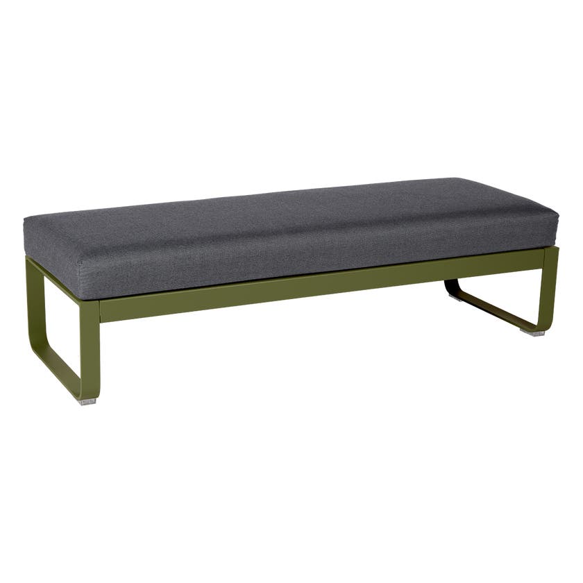Banquette BELLEVIE 2 places de Fermob, Coussin Gris graphite, Pesto Banquette BELLEVIE 2 places de Fermob, Coussin Gris graphite, Pesto