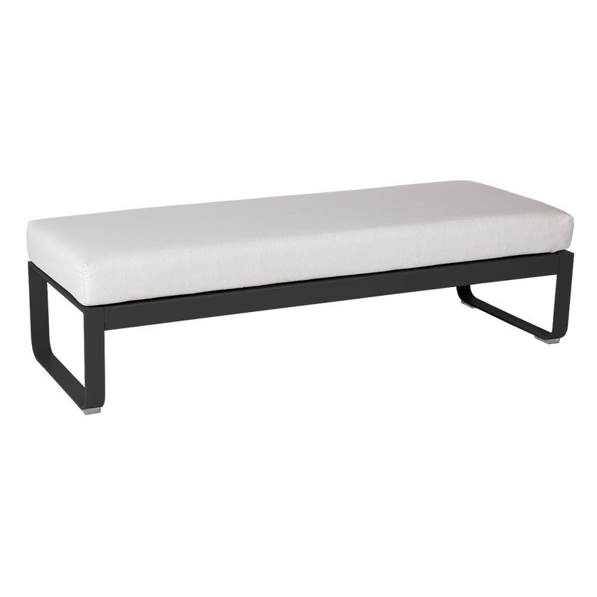Banquette BELLEVIE 2 places de Fermob, Coussin Blanc grisé, Carbone Banquette BELLEVIE 2 places de Fermob, Coussin Blanc grisé, Carbone