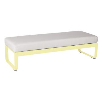 Banquette BELLEVIE 2 places de Fermob, Coussin Blanc grisé, Citron givré Banquette BELLEVIE 2 places de Fermob, Coussin Blanc grisé, Citron givré