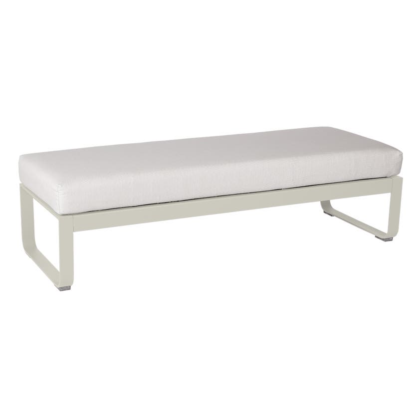 Banquette BELLEVIE 2 places de Fermob, Coussin Blanc grisé, Gris argile Banquette BELLEVIE 2 places de Fermob, Coussin Blanc grisé, Gris argile