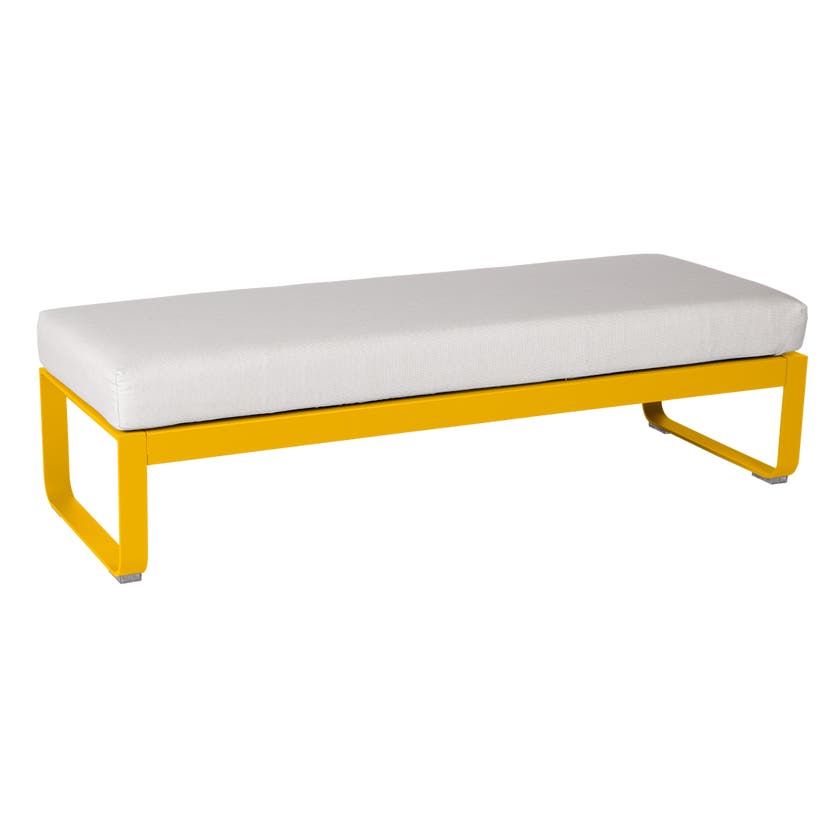 Banquette BELLEVIE 2 places de Fermob, Coussin Blanc grisé, Miel Banquette BELLEVIE 2 places de Fermob, Coussin Blanc grisé, Miel