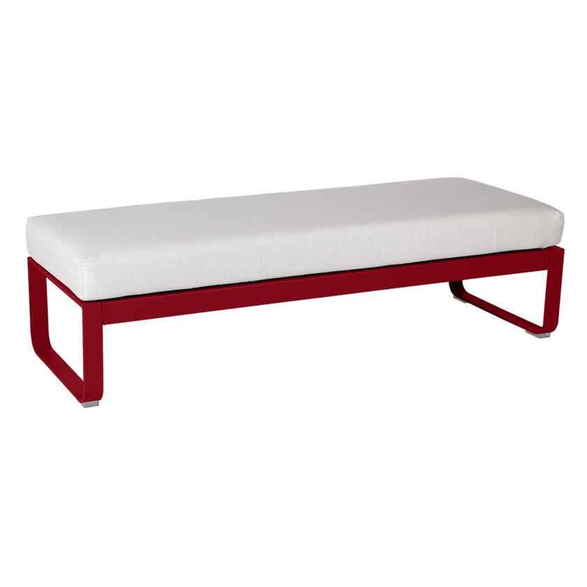 Banquette BELLEVIE 2 places de Fermob, Coussin Blanc grisé, Piment Banquette BELLEVIE 2 places de Fermob, Coussin Blanc grisé, Piment
