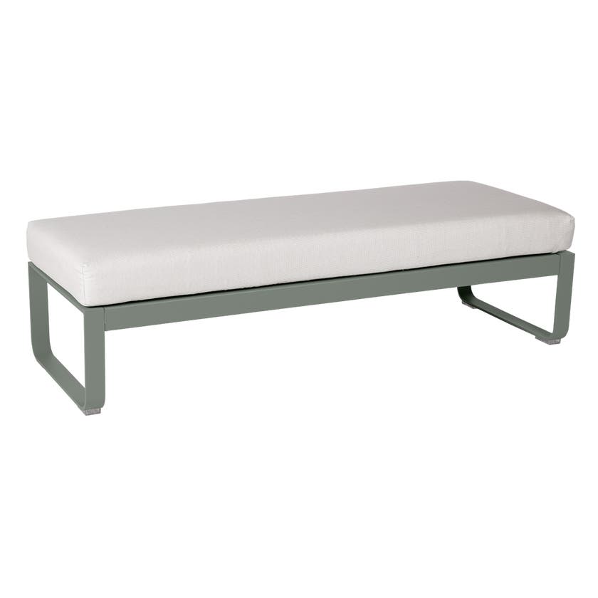 Banquette BELLEVIE 2 places de Fermob, Coussin Blanc grisé, Romarin Banquette BELLEVIE 2 places de Fermob, Coussin Blanc grisé, Romarin