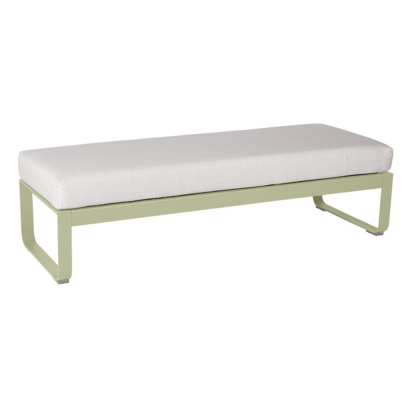 Banquette BELLEVIE 2 places de Fermob, Coussin Blanc grisé, Tilleul Banquette BELLEVIE 2 places de Fermob, Coussin Blanc grisé, Tilleul