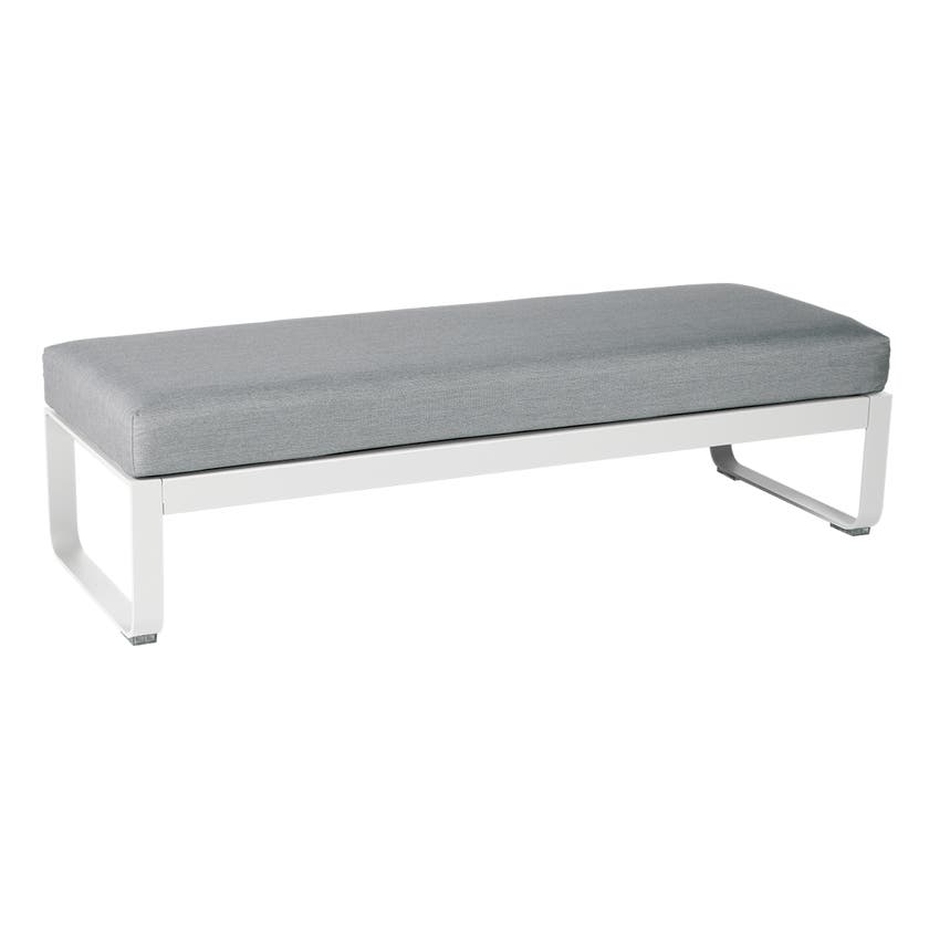 Banquette BELLEVIE 2 places de Fermob, Coussin Gris flanelle, Blanc coton Banquette BELLEVIE 2 places de Fermob, Coussin Gris flanelle, Blanc coton