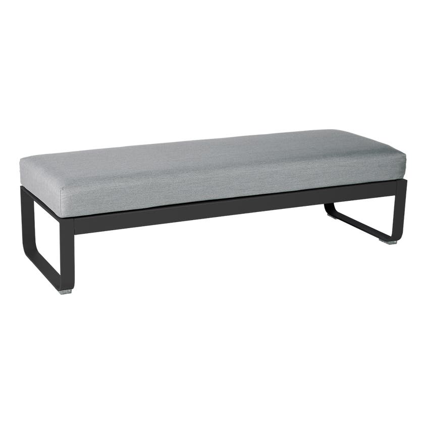 Banquette BELLEVIE 2 places de Fermob, Coussin Gris flanelle, Carbone Banquette BELLEVIE 2 places de Fermob, Coussin Gris flanelle, Carbone