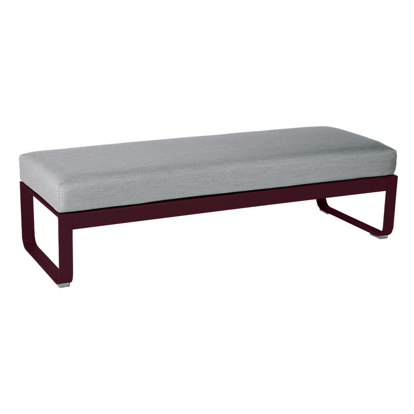 Banquette BELLEVIE 2 places de Fermob, Coussin Gris flanelle, Cerise noire Banquette BELLEVIE 2 places de Fermob, Coussin Gris flanelle, Cerise noire