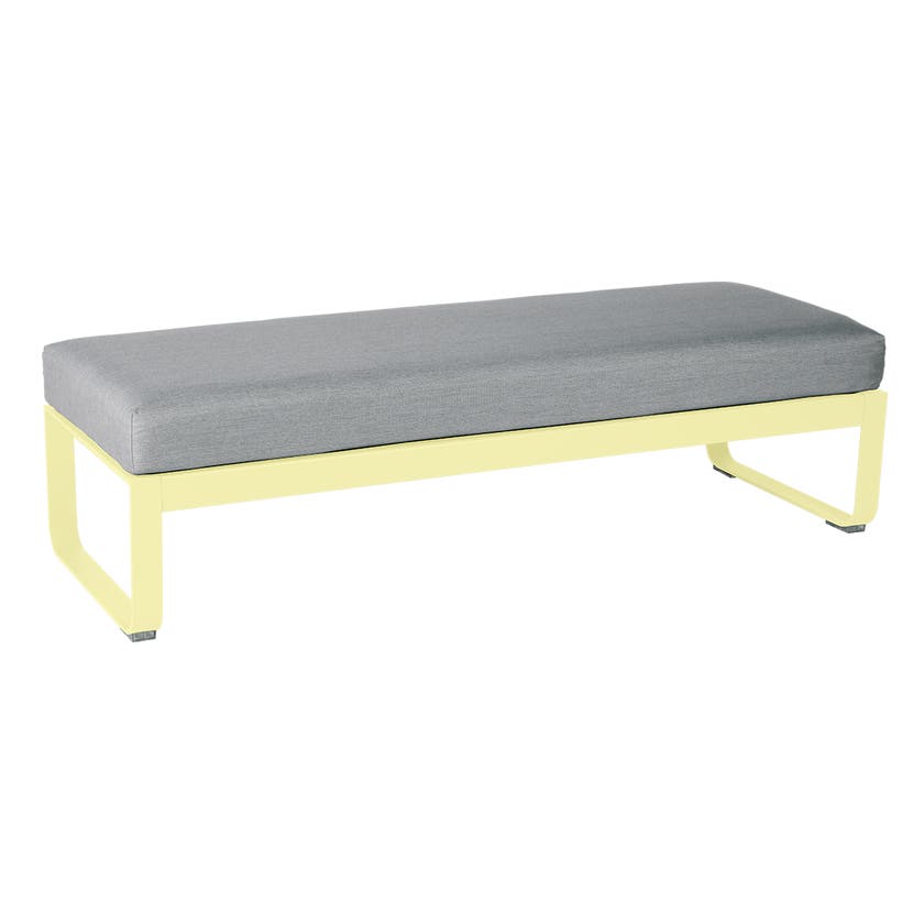 Banquette BELLEVIE 2 places de Fermob, Coussin Gris flanelle, Citron givré Banquette BELLEVIE 2 places de Fermob, Coussin Gris flanelle, Citron givré